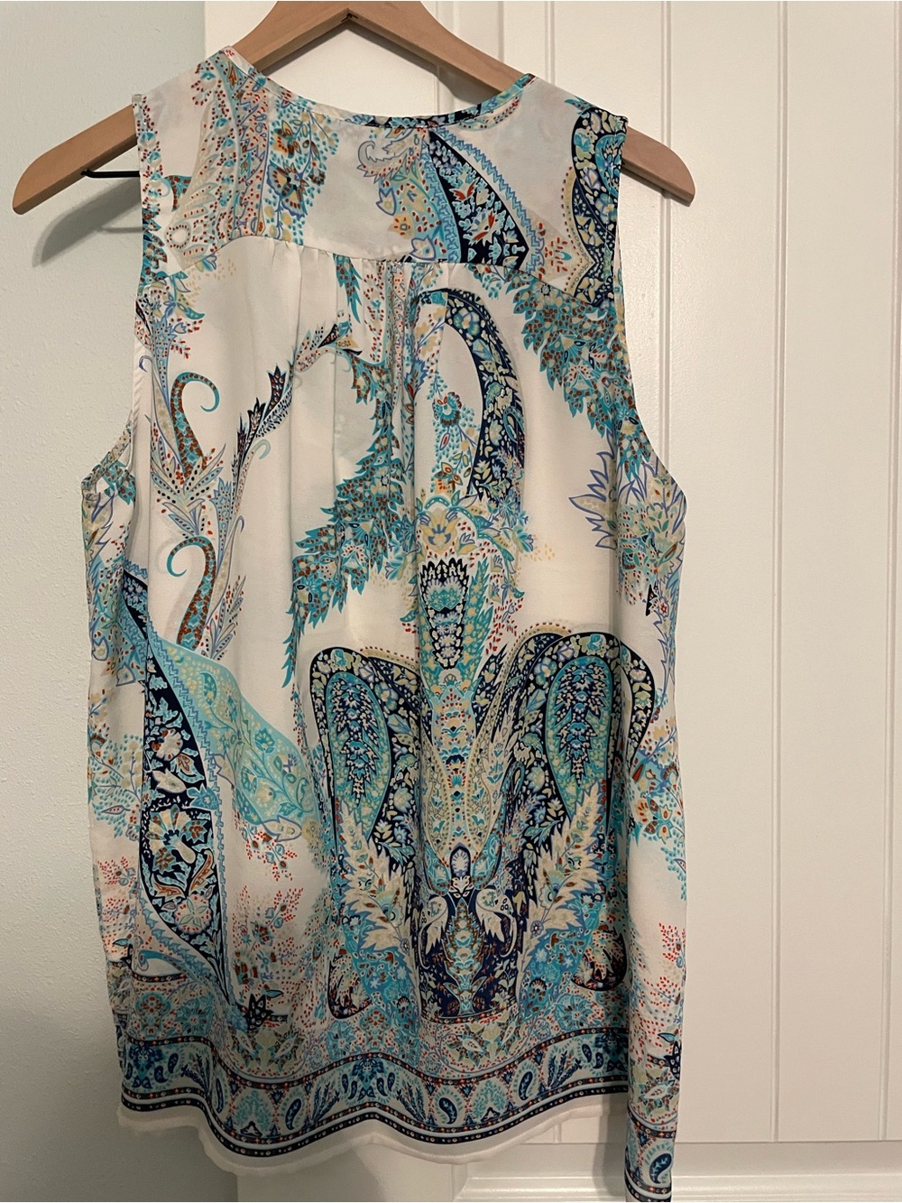 Violet & Claire Cream Paisley Tank Top with Turquoise & Navy - Picture 5 of 5